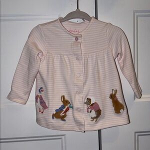 Joules - Beatrix Potter Pink Baby Cardigan appliqué Animal Designs 3-6mos
